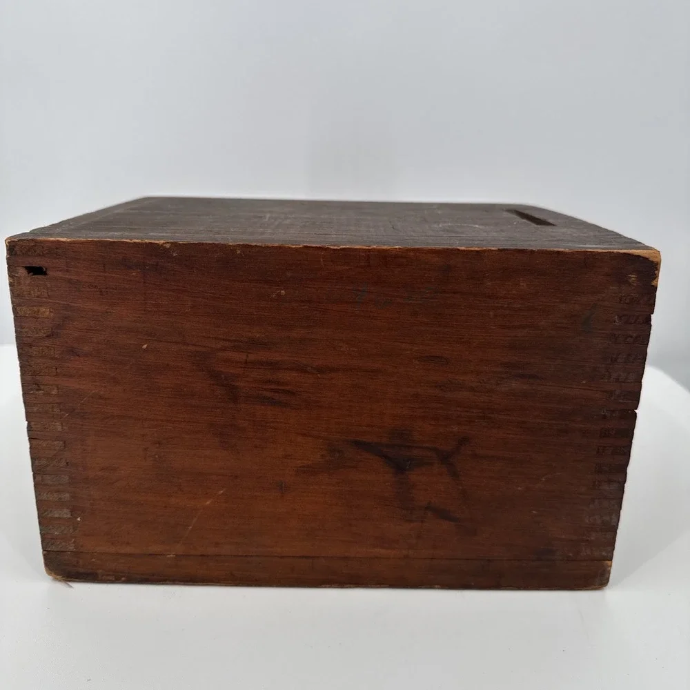 ANTIQUE SLIDE LID CANDLE Solid Wood Box DOCUMENT BOX Dry Finish